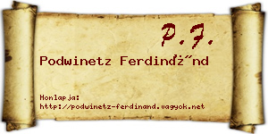 Podwinetz Ferdinánd névjegykártya